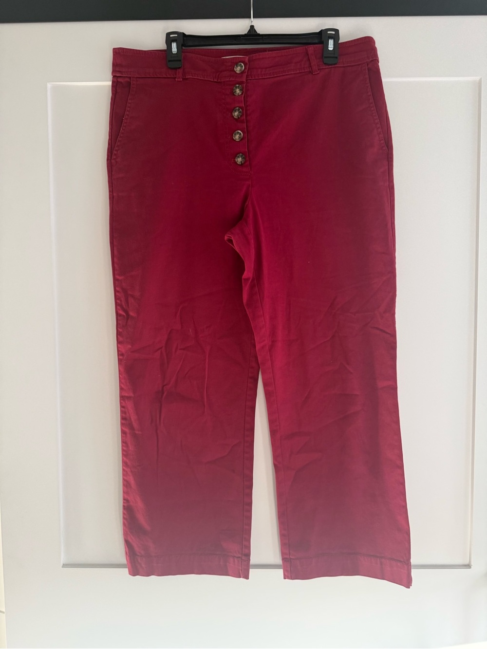 LOFT Red Button-Front Casual Pants